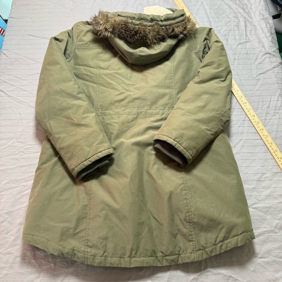 Tommy Hilfiger Womens Faux Fur Trim Hood Snap Button Parka Jacket Olive Large - Picture 8 of 12